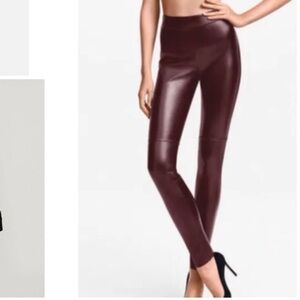 Wolford Burgundy Brown Leather Leggings